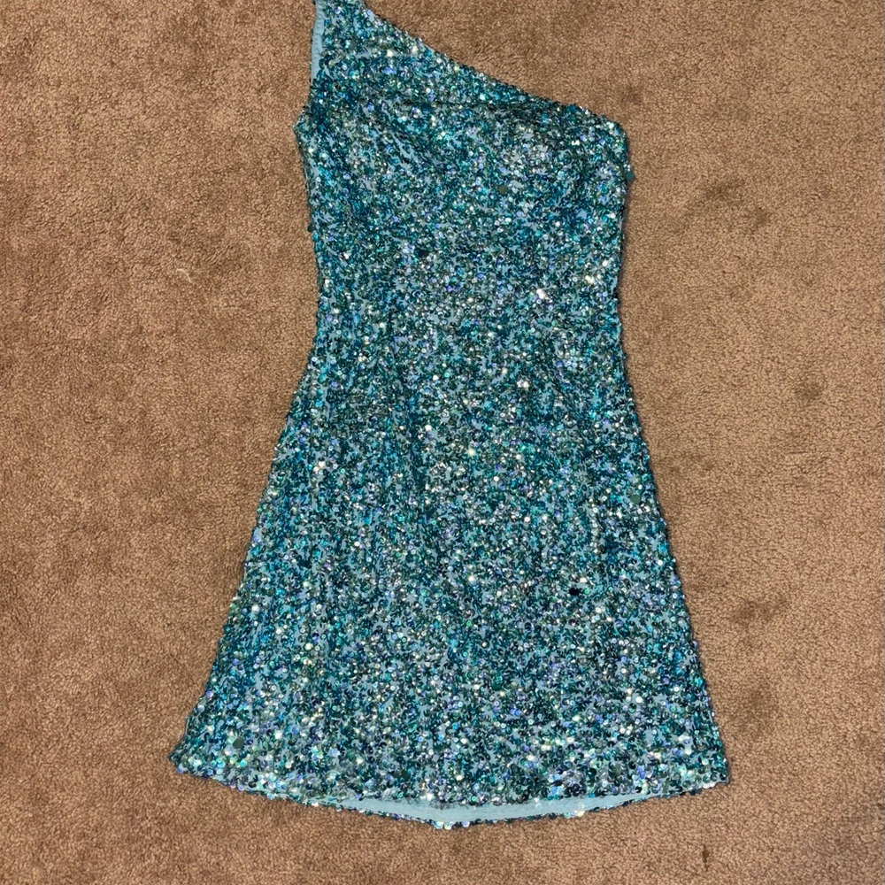 One-Shoulder Sequin Sherri Hill Dress